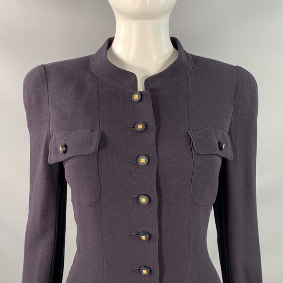 CHANEL Vintage 1996 Size 6 Navy Long Sleeve Below Knee Dress - Picture 2 of 10